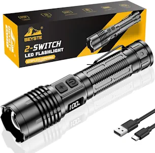 Taschenlampe LED Aufladbar 1000000 Lumen Extrem Hell - 1500m [Energieklasse A]