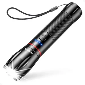 Blukar LED Taschenlampe Aufladbar, Extrem Helle Zoombares Taschenlampen mit 5 Lichtmodi und Langer Betriebsdauer, IPX6 Wasserdichte Handlampe für Camping, Wandern, Angeln, Outdoor, Notfäll [Energieklasse A+++]