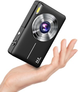 Digitalkamera 1080P FHD Fotokamera 44MP Fotoapparat Digital Kompaktkamera 16X Digitalzoom Einfache Vlogging Kamera Tragbare Kompakt Digitalkamera für Kinder Teenager Senioren Anfänger(Schwarz)
