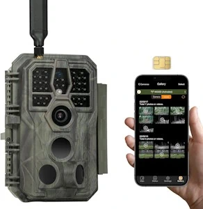 GardePro X50 4G LTE Wildkamera mit SIM-Karte und App, 32MP 1296P H.265 Video, No Glow Nachtsicht Bewegungsmelder, 4G Jagdkamera Wildtierkamera Handyübertragung, IP66 Fotofalle 