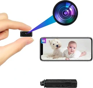 HiKam 4K HD Kleine Kamera, Live Übertragung Handy App, Überwachungskamera Innen Überwachung Hundekamera, Bewegungserkennung, Nachtsicht, Alarm auf Handy, E-Mail-Alarm