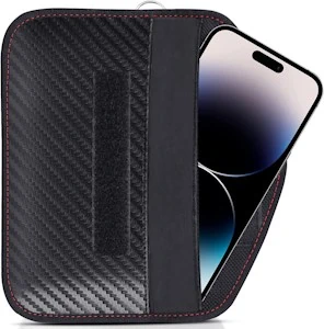 Samfolk Anti Tracking Handyhülle Universal XL für Smartphone Display Max 7,8" - Faraday Tasche Handytasche Strahlenschutz Kohlefaser Schwarz