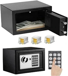 Tresor 4,6L Elektronischer Safe Feuerfest Möbeltresor Für Schmuck Bargeld Sicherheit,Wasserdichter Wandtresor mit 2 Doppelstahlbolzen und 2 Notschlüssel,Zahlenschloss Stahlsafe, 23 x 17 x 17 cm 
