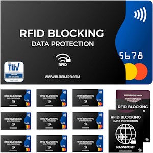 TÜV geprüfte NFC Schutzhüllen (12 Stück) für Kreditkarte, Bank EC-Karte, Reisepass & Personalausweis - Kreditkarten RFID Funk Chip Blocker Schutzhülle 